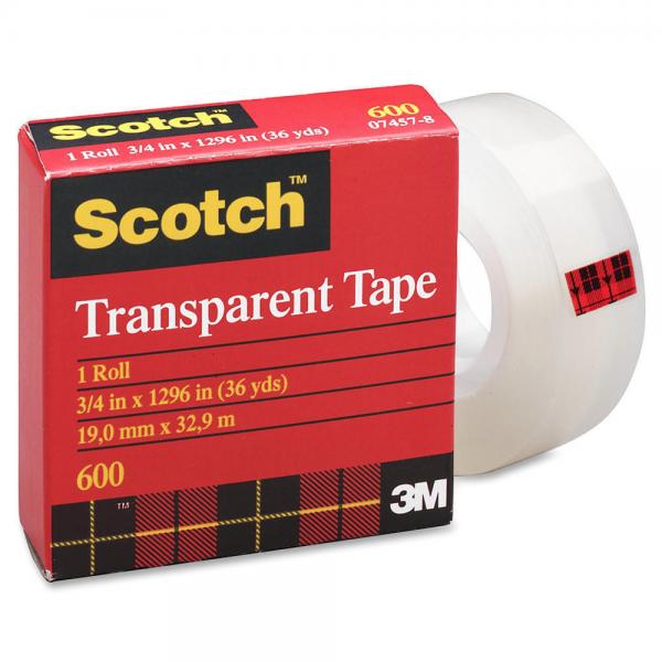 3M 600 Scotch Transparent Tape 19mm (0.75 inch) x 33m