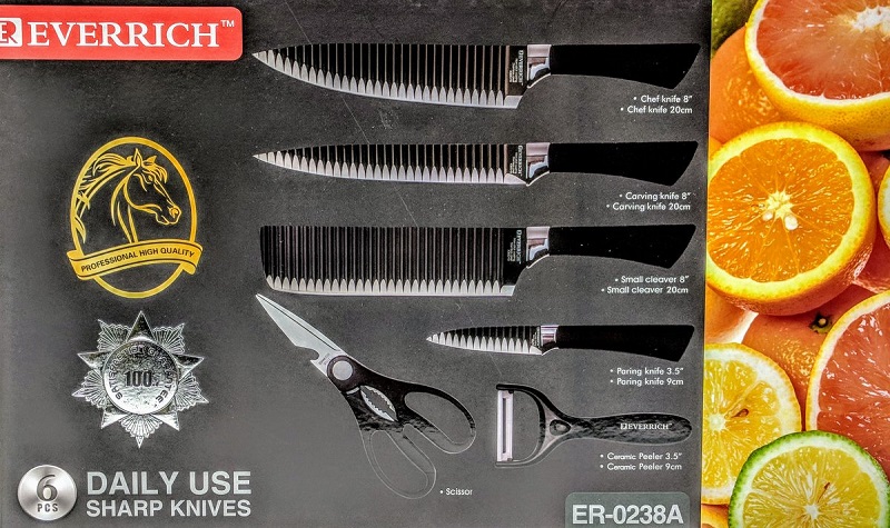 Kitchen Knives Set 6pcs EVERRICH 8 Chef Knife 8 Carving Knife 8