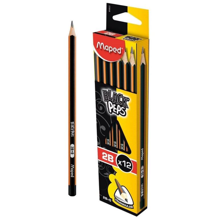 Maped Black's Peps 2B Triangular Pencil - 12 Pack - Jungle.lk