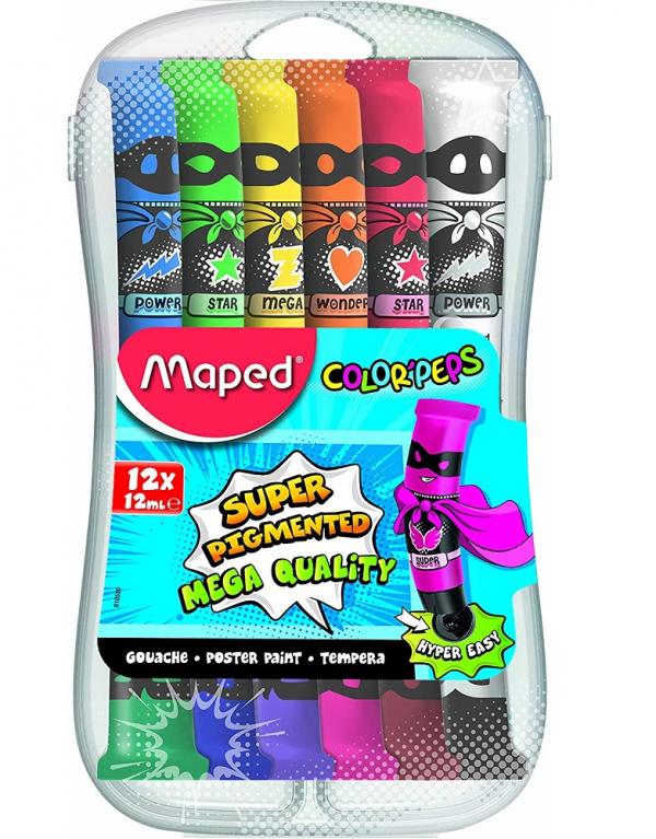 Maped Color Peps Super Pigmented Water Colour Tube Paints - 12 x 12 ml