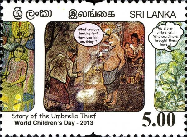 Sri Lanka 2013-10-01 World Children's Day - Children's Stories "Umbrella Thief" Part-2 Stamp - Rs 5.00