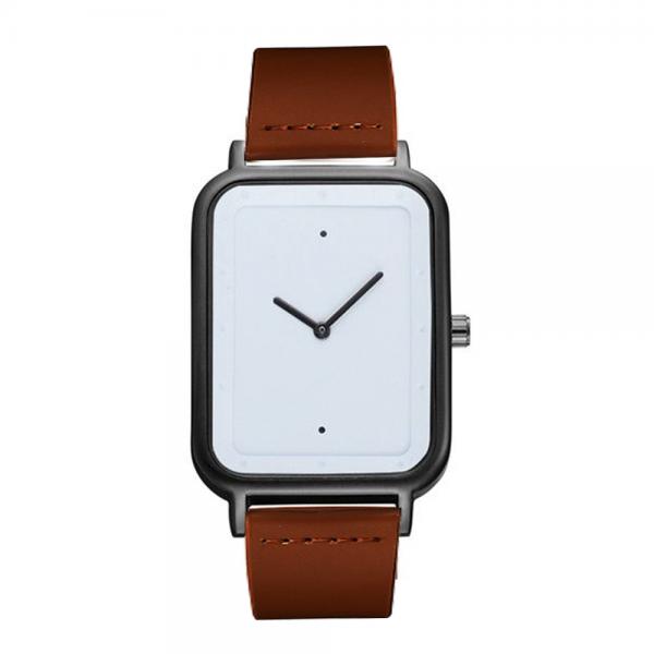 Tomi Casual Men's Analog Quartz Square Shaped Leather Brown Band Watch