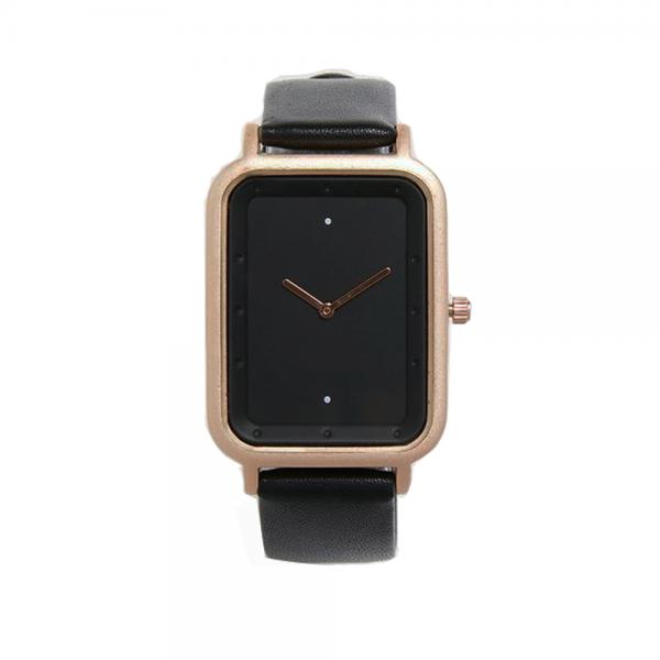 Tomi Casual Men's Analog Quartz Square Shaped Leather Black Band Watch