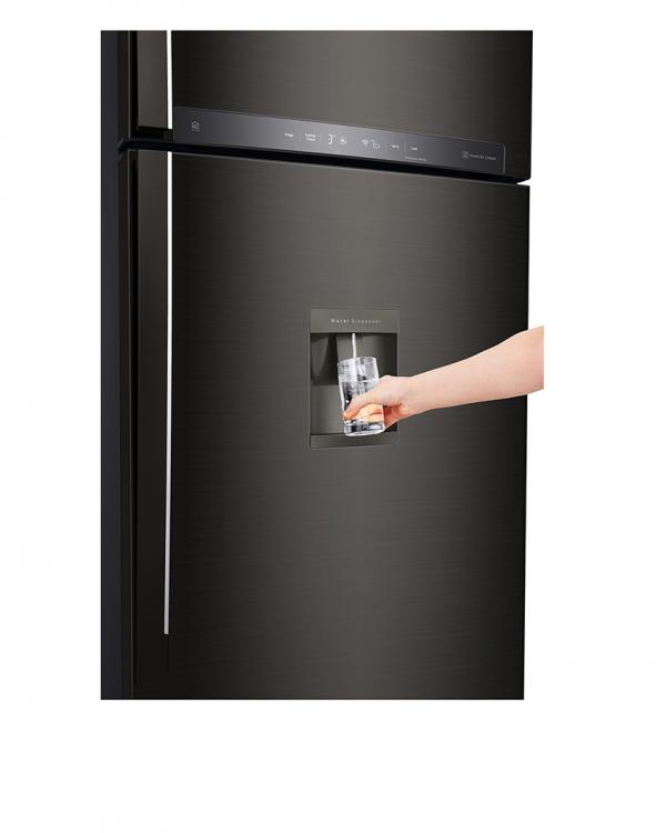 LG 438L Black Color Double Door Top​ ​Freezer​ ​Refrigerator - GLB502BS