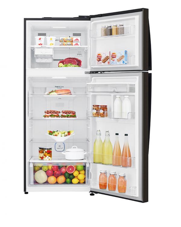 LG 438L Black Color Double Door Top​ ​Freezer​ ​Refrigerator - GLB502BS