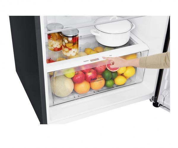 LG 438L Black Color Double Door Top​ ​Freezer​ ​Refrigerator - GLB502BS