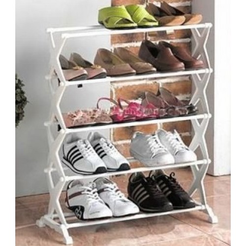 Portable 5 Tier Shoe Rack Shelf White Jungle Lk