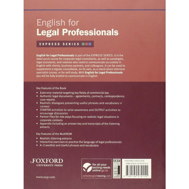 Oxford Business English English For Legal Professionals Jungle lk