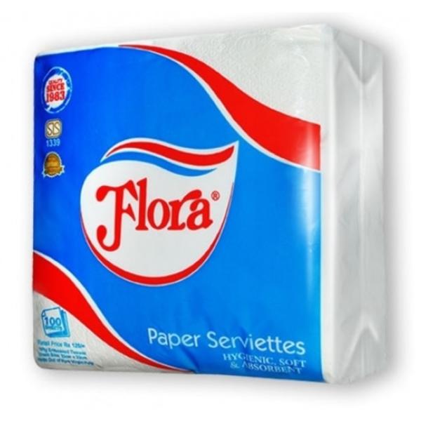 Flora Paper Serviettes 1 Ply 100 Sheets