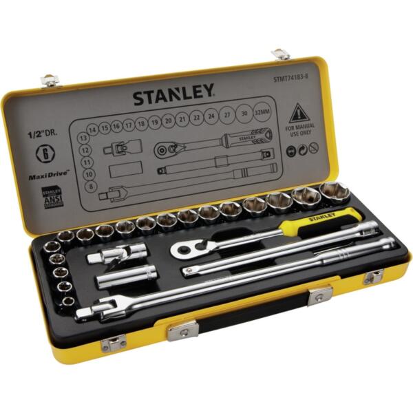 Stanley 24Pcs 1/2 6PTS Socket Set in Metal Tin - STMT74183-8