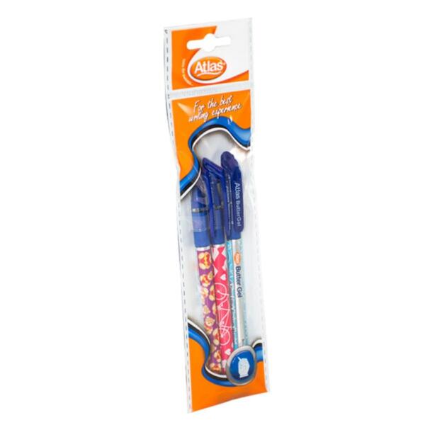 Atlas Pen Butter Gel Blue - Pack of 3