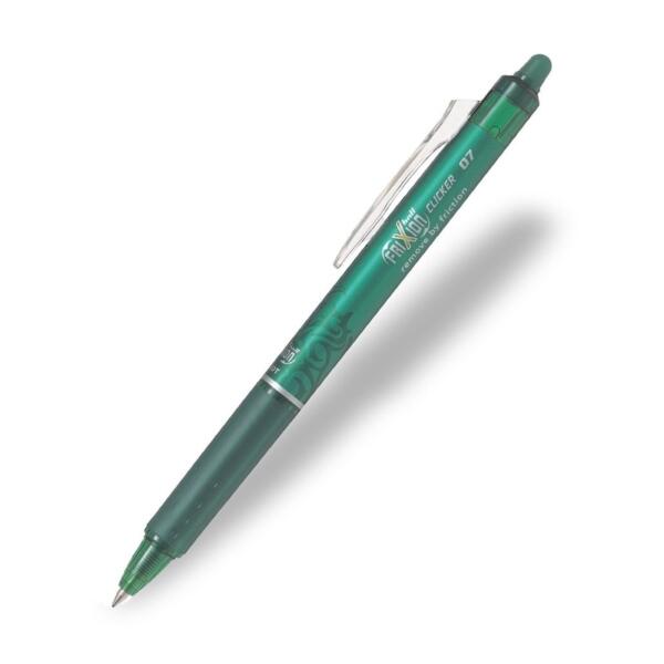 Pilot Frixion Roller Ball Erasable 0.7mm Fine Clicker Pen Green - BLRT-FR7-G