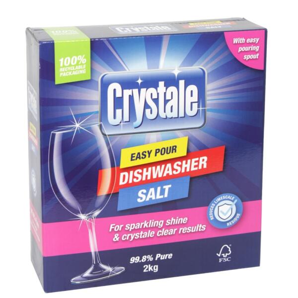 Crystale Dishwasher Salt Easy Pour Spout Sparkling Shine & Clear 2Kg Pack