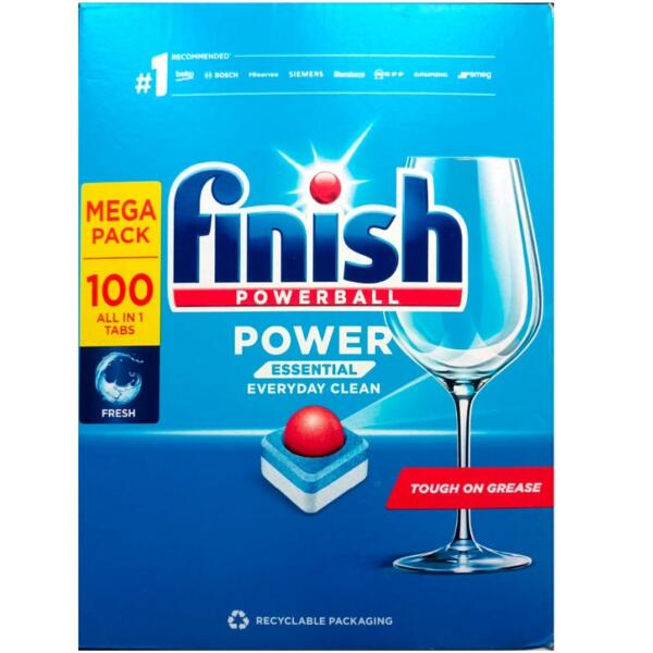 Finish Powerball All in 1 Deep Clean Essential Dishwasher Tablets XXXL Pack (100 Tablets)