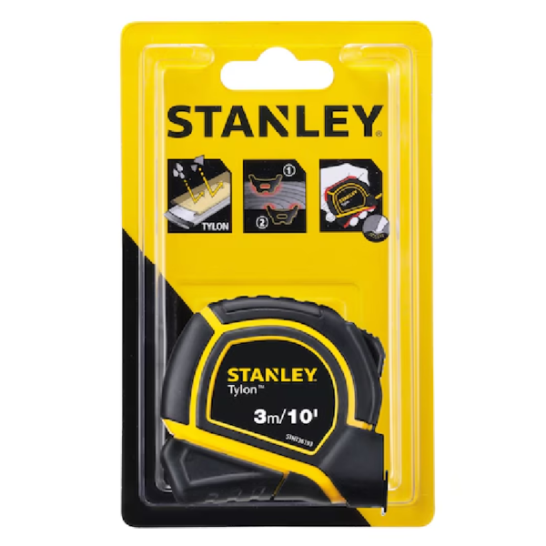 Stanley Short Tape Tylon Rule 3m x 13mm Black/Yellow - STHT36193